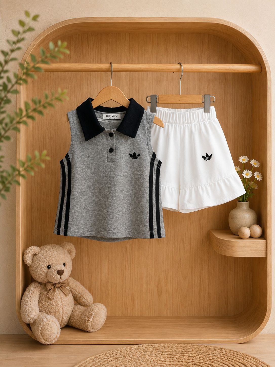 Sporty Polo Skirt Set