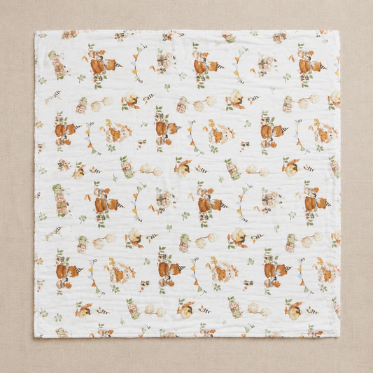 Woodland Party Muslin Blanket
