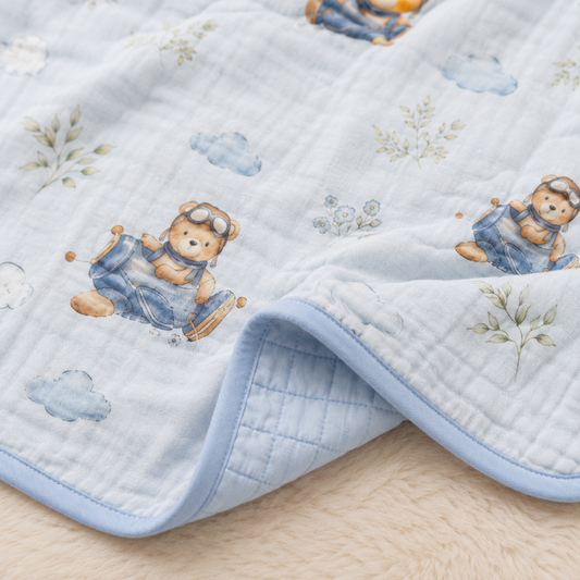 Little Aviator Reversible Baby Blanket