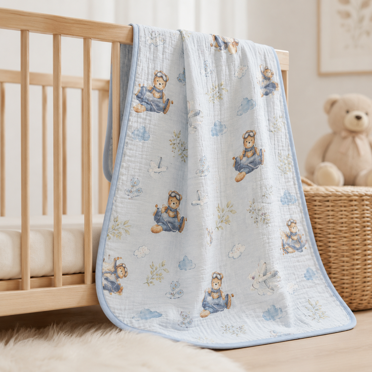 Little Aviator Reversible Baby Blanket