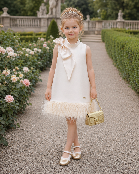 Ivory Elegance Bow Dress