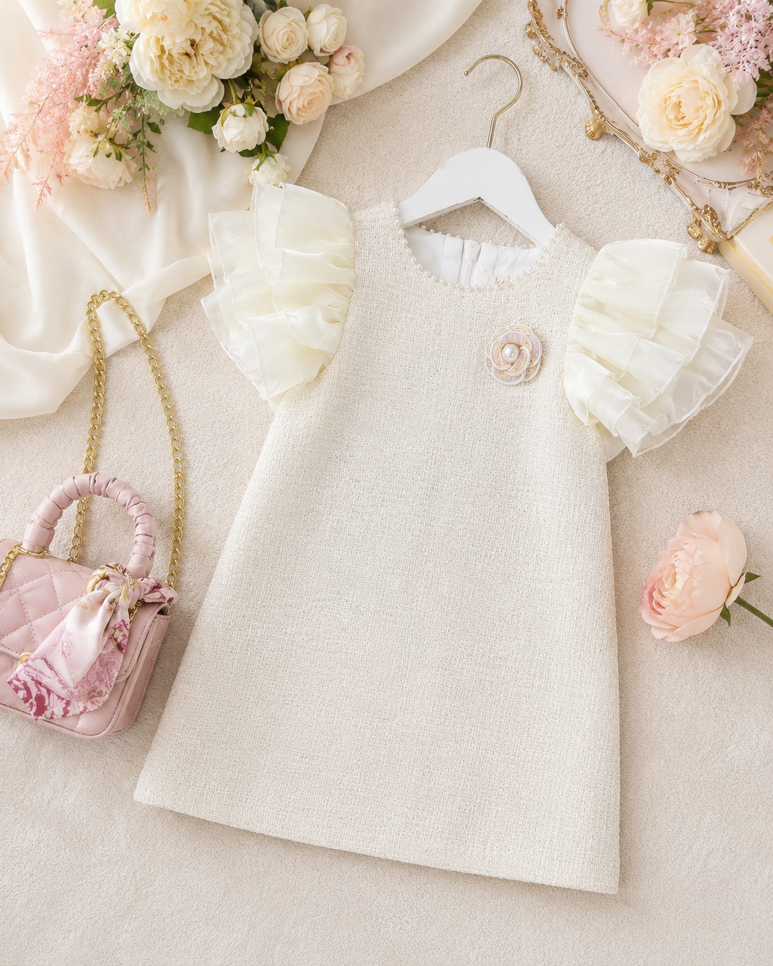Pearl Blossom Tweed Dress