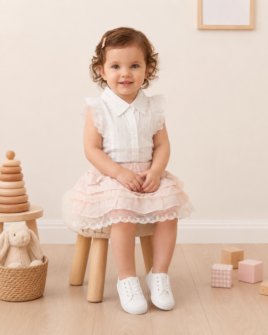 BabyVerse Lace Belle Tiered Skirt Set