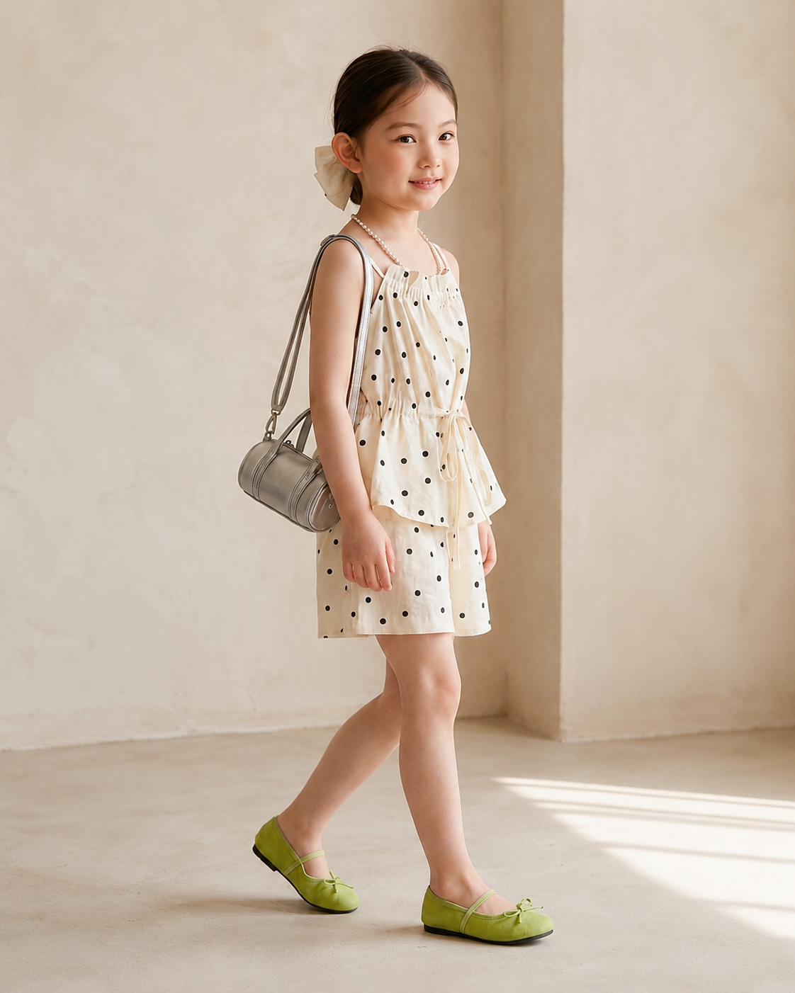Polka Dot Linen Set - Ivory