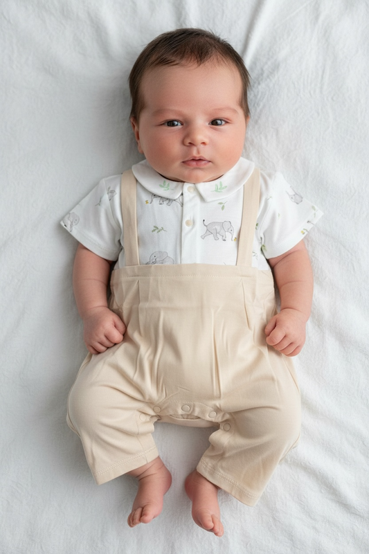 Premium Cotton Gentleman Romper with Suspender Design