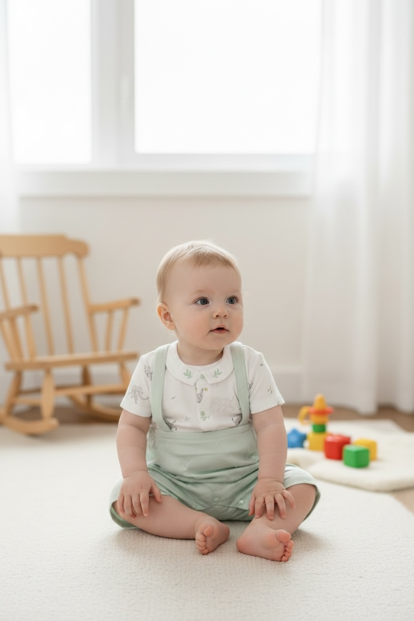 Premium Cotton Gentleman Romper with Suspender Design