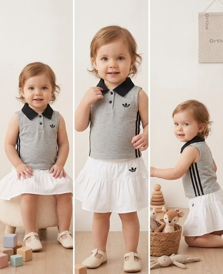 Sporty Polo Skirt Set