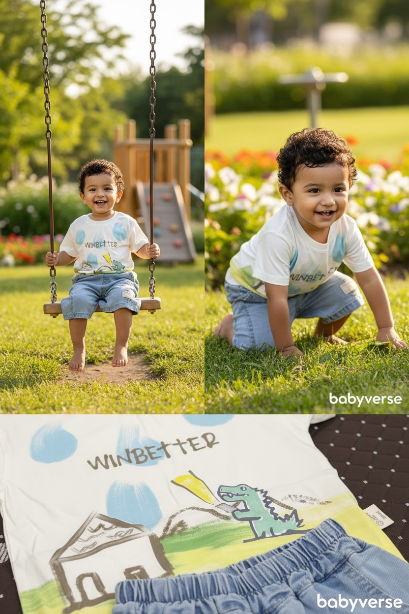 Little Explorer Denim Shorts Set