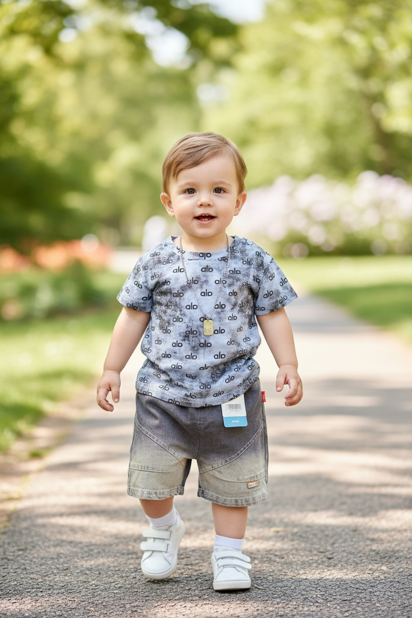 Urban Cargo Denim Shorts Set