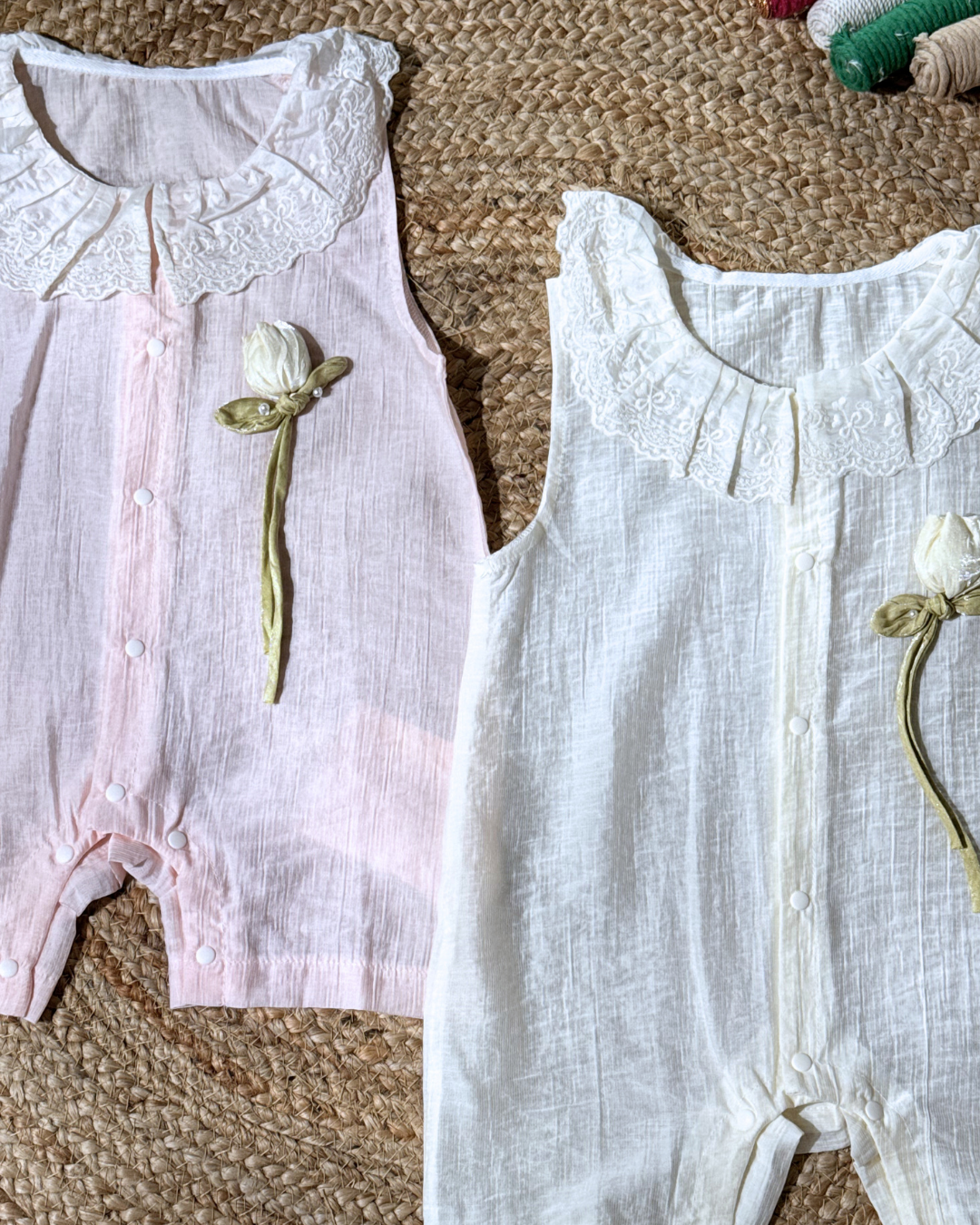 Premium Cotton Lace Collar Romper