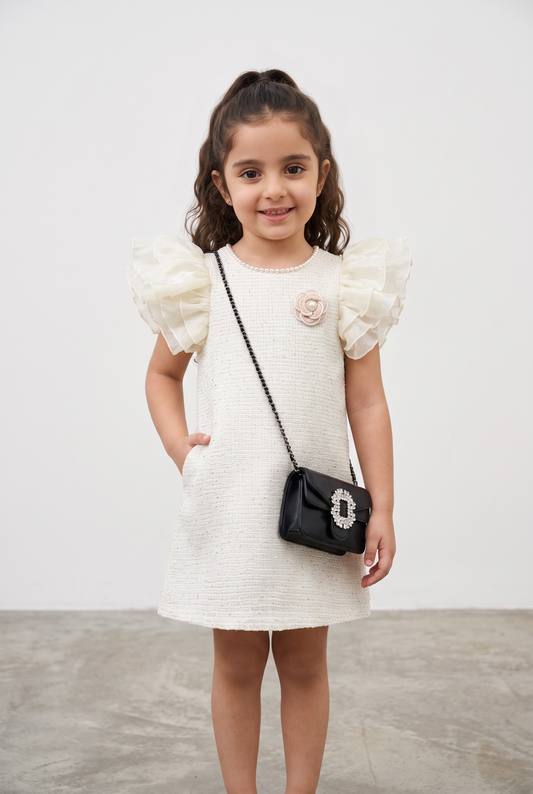 Pearl Blossom Tweed Dress