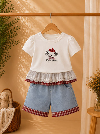 Sweet Check Frill Denim Co-Ord Set