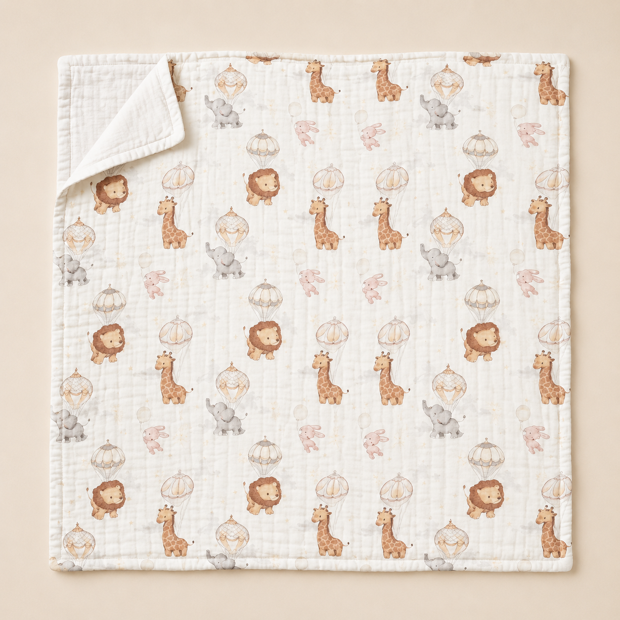 Whimsical Zoo Muslin  Blanket