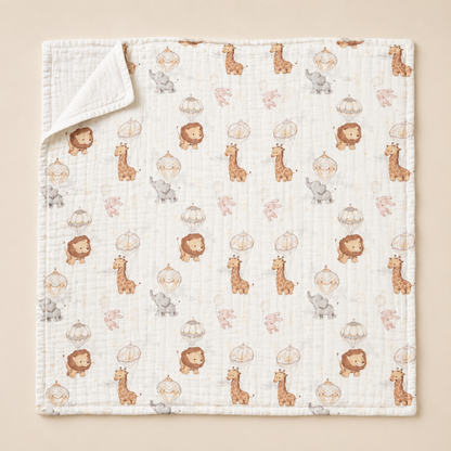 Whimsical Zoo Muslin  Blanket