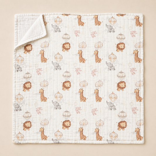 Whimsical Zoo Muslin  Blanket