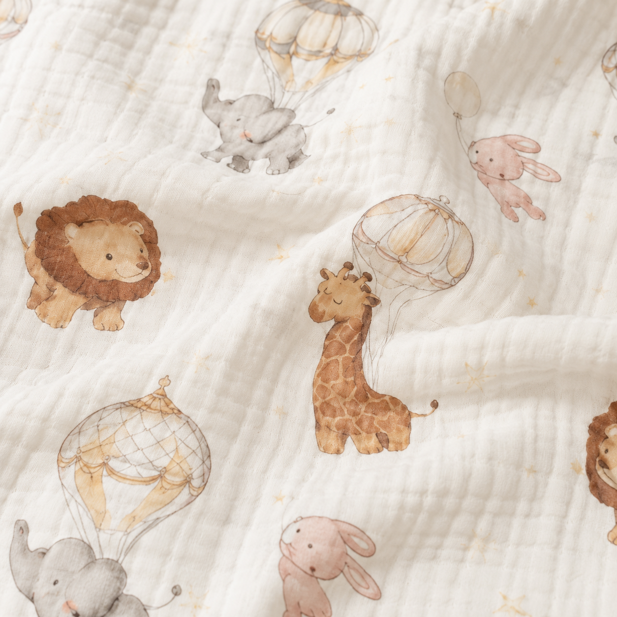 Whimsical Zoo Muslin  Blanket