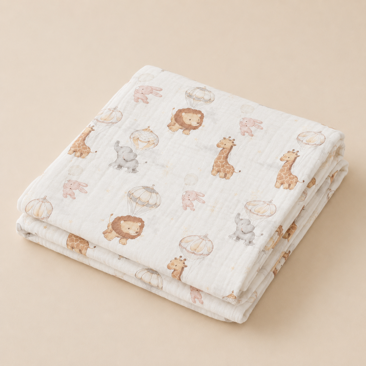 Whimsical Zoo Muslin  Blanket