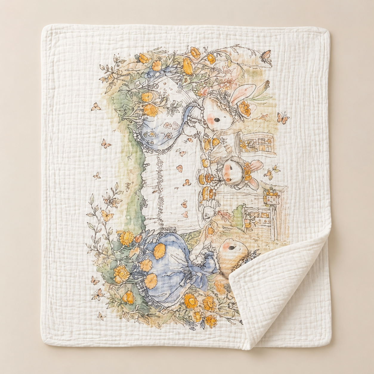Meadow Bunny Muslin Blanket