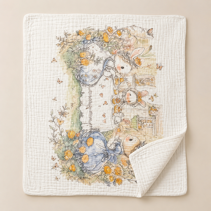 Meadow Bunny Muslin Blanket