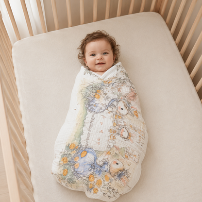 Meadow Bunny Muslin Blanket