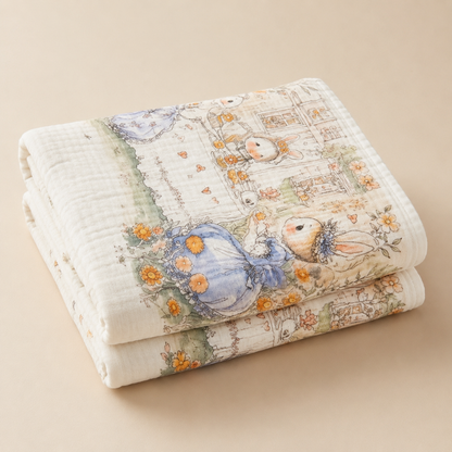 Meadow Bunny Muslin Blanket