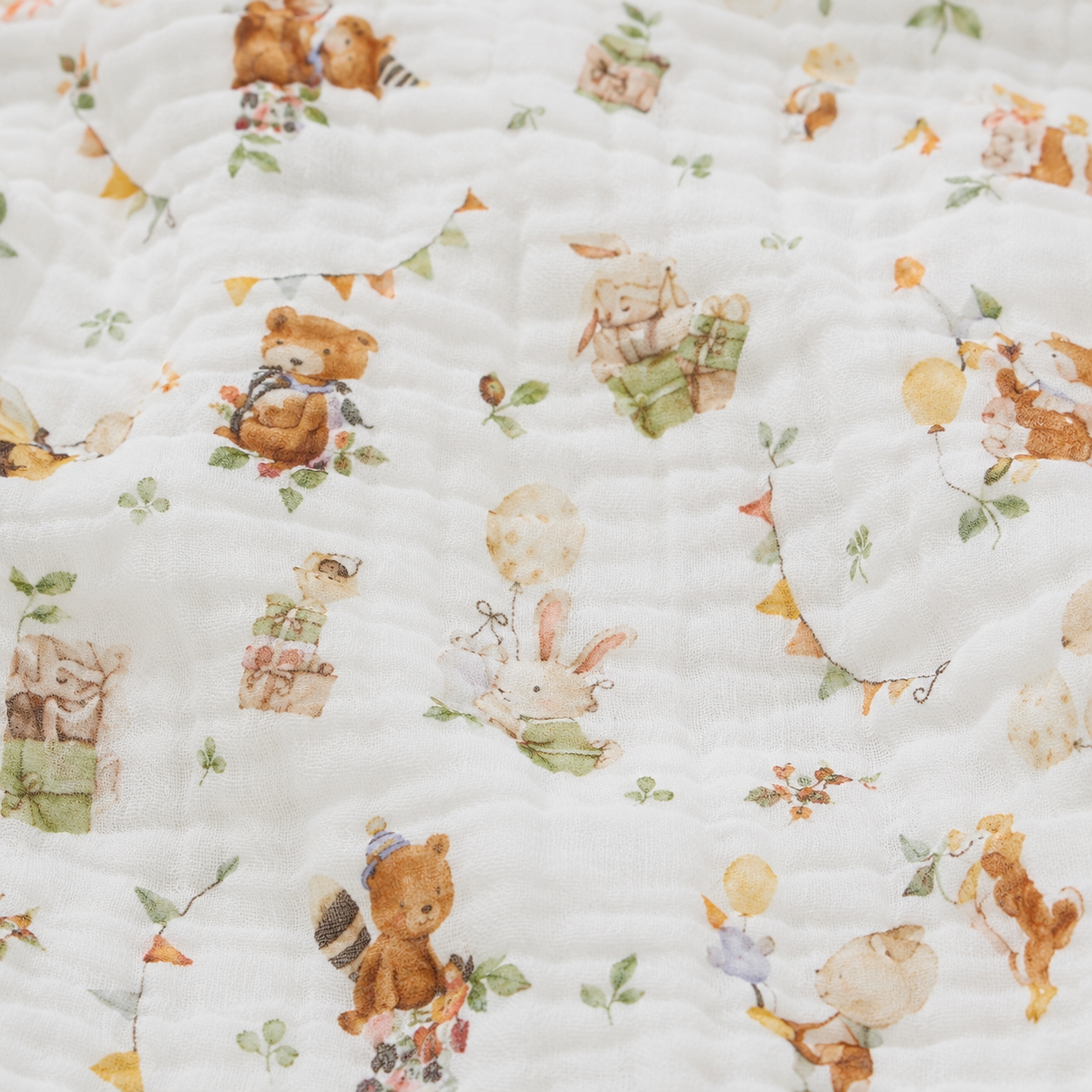 Woodland Party Muslin Blanket