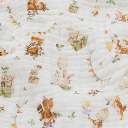 Woodland Party Muslin Blanket