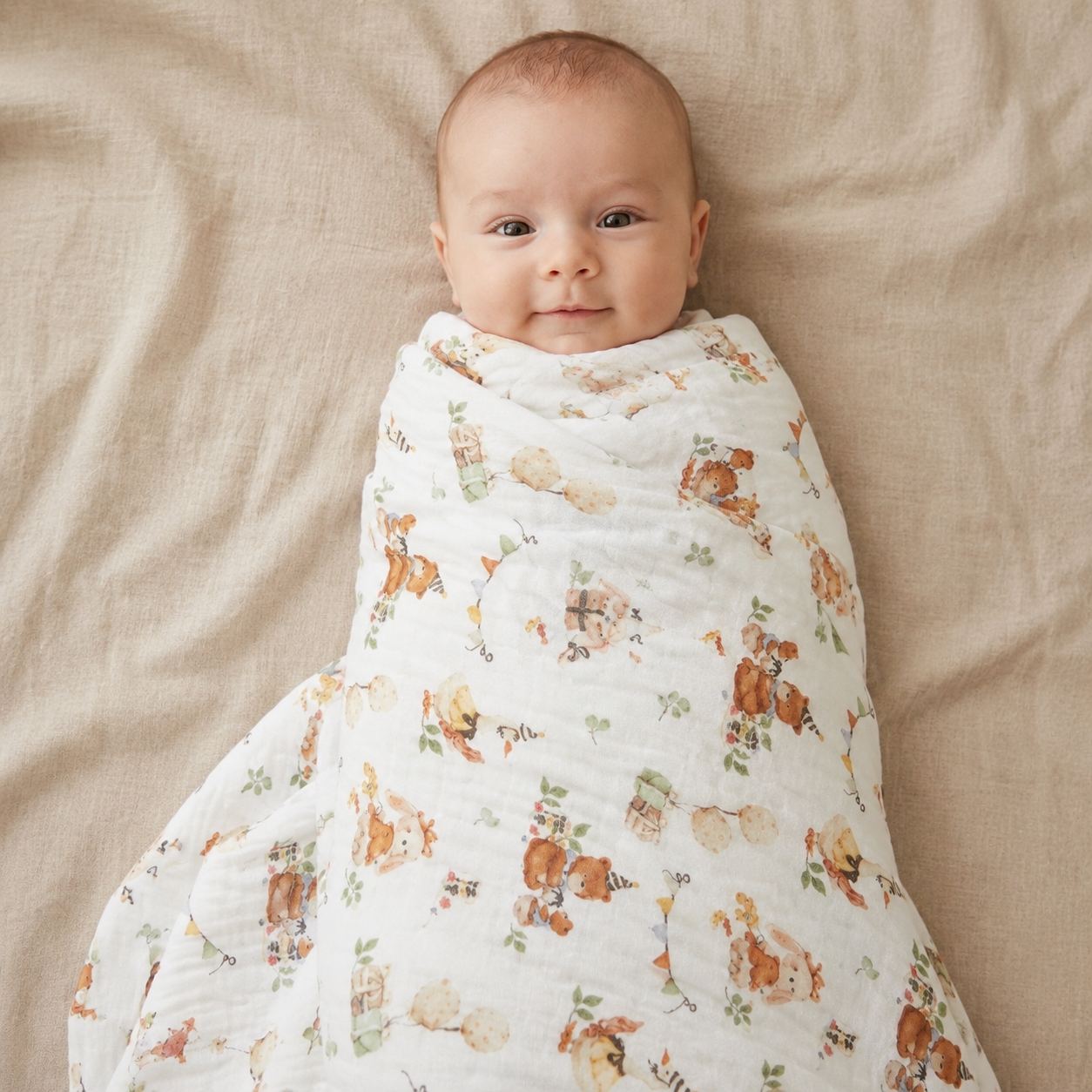 Woodland Party Muslin Blanket