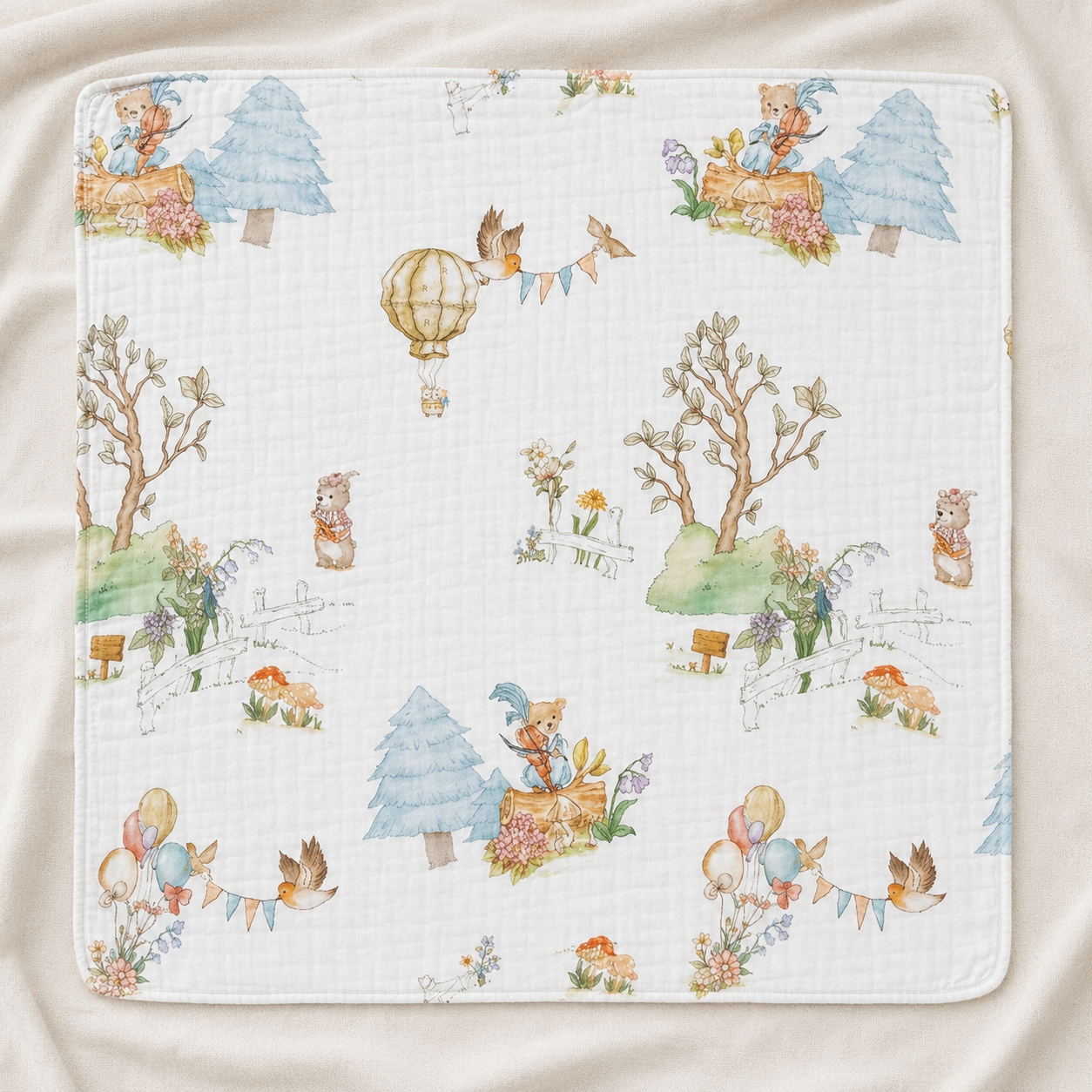 Bunny Balloon     Muslin BLANKET
