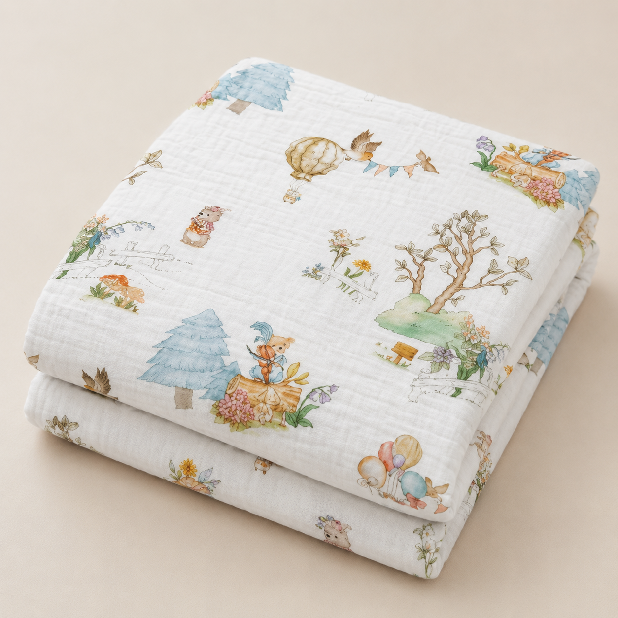 Bunny Balloon     Muslin BLANKET