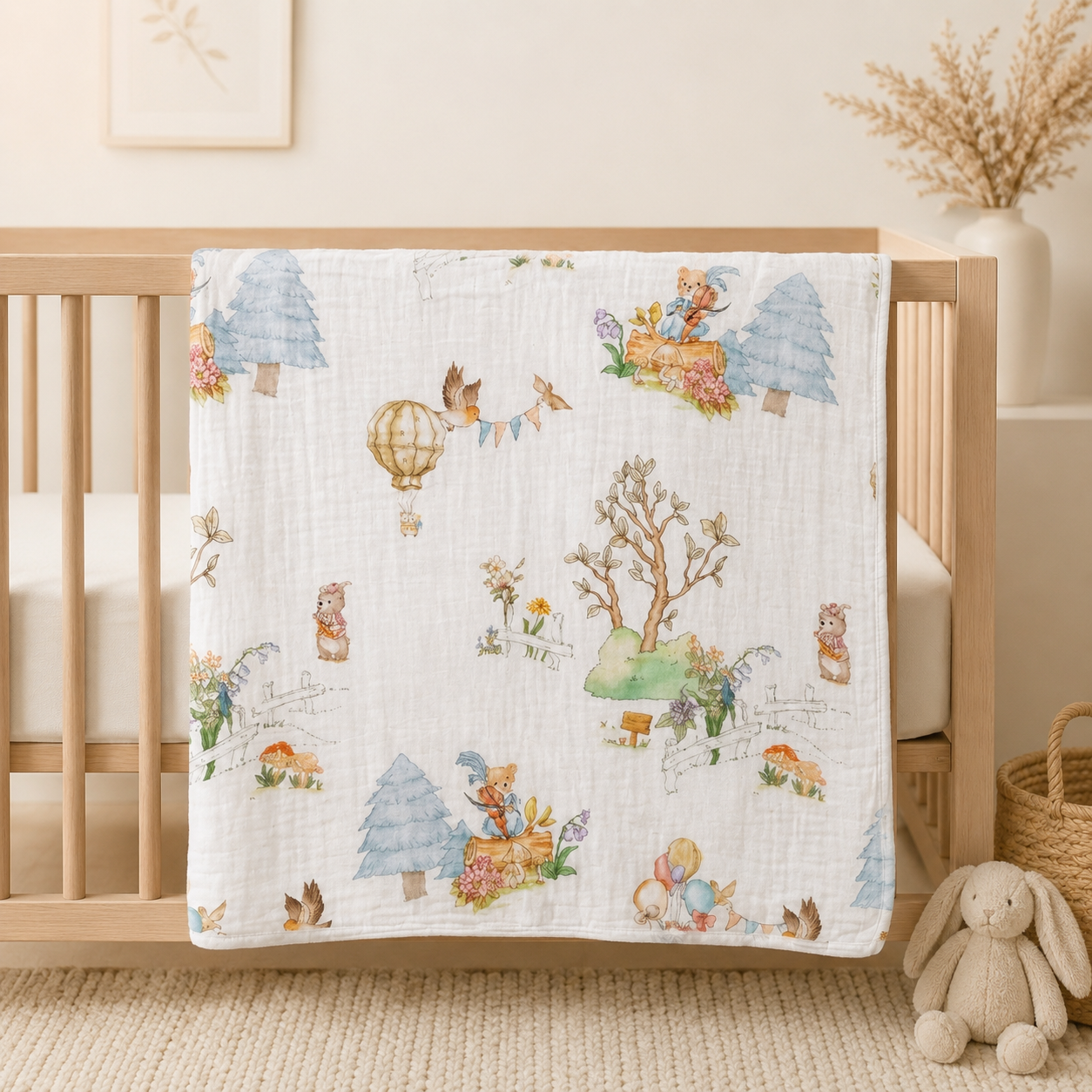Bunny Balloon     Muslin BLANKET