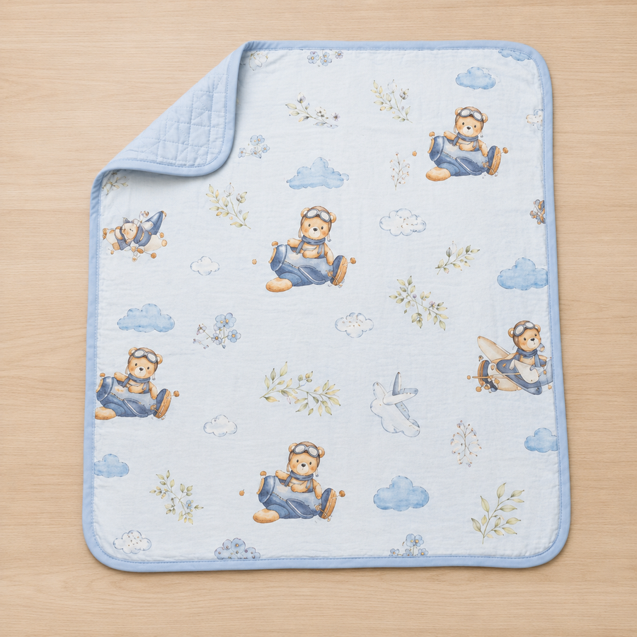 Little Aviator Reversible Baby Blanket