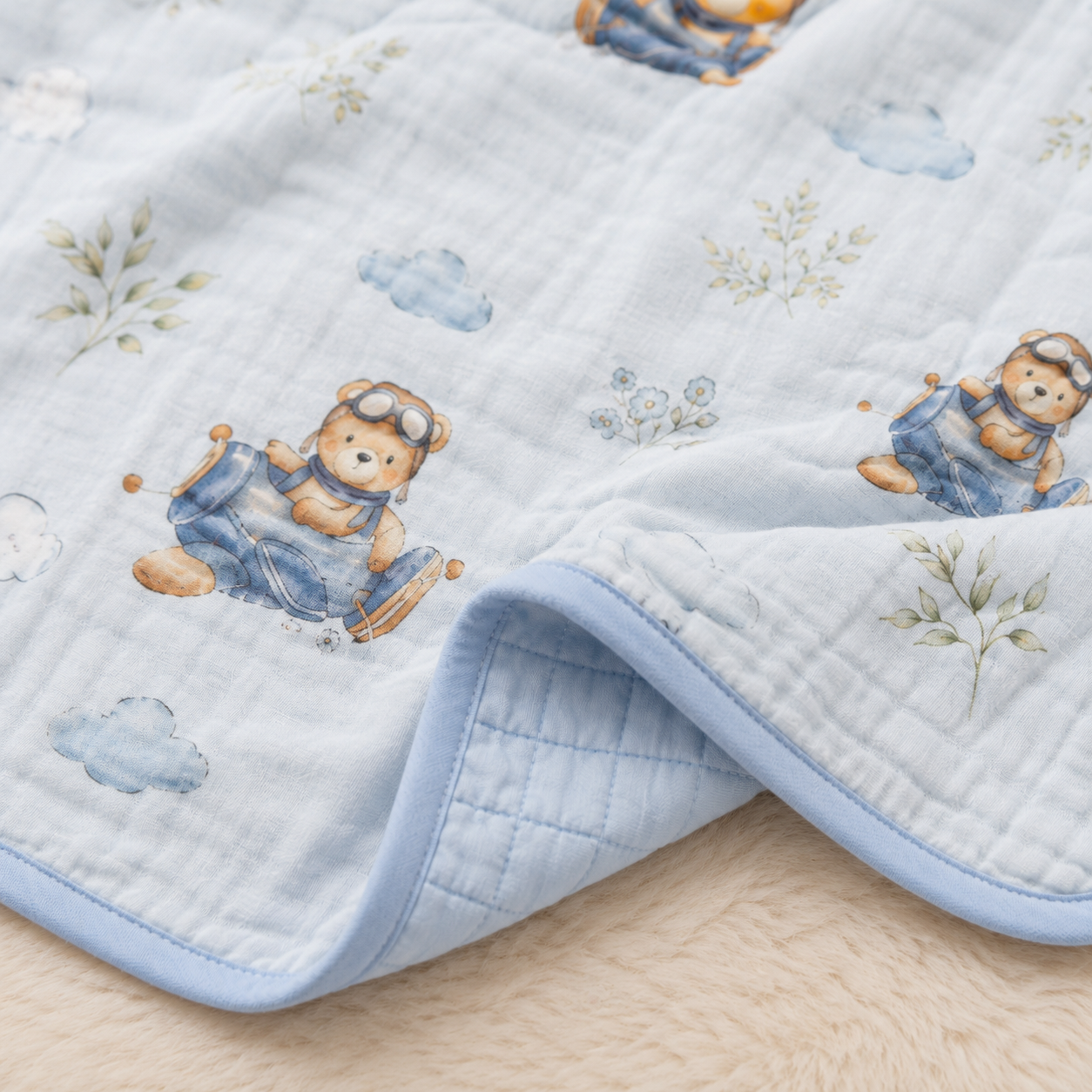 Little Aviator Reversible Baby Blanket