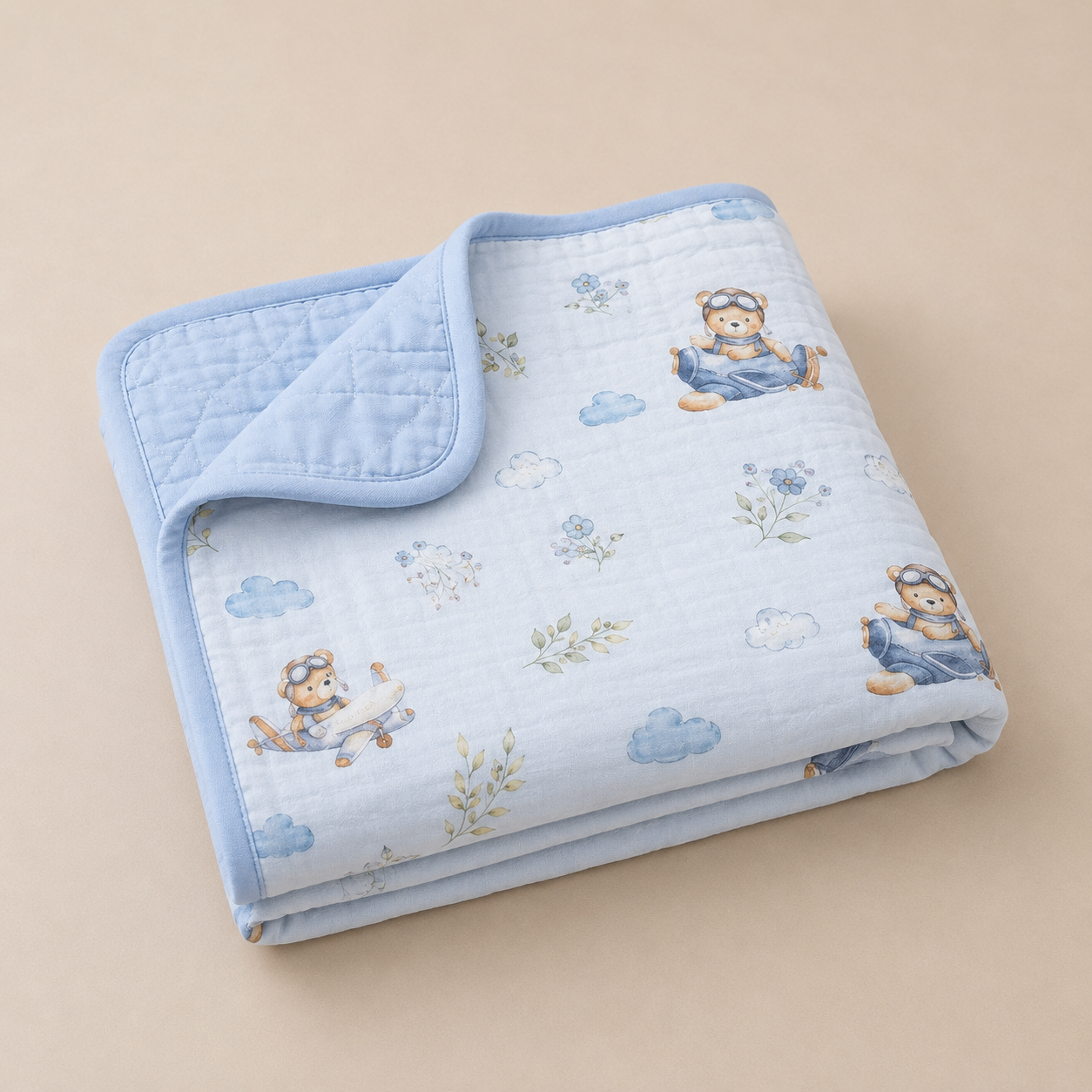 Little Aviator Reversible Baby Blanket