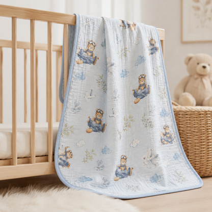 Little Aviator Reversible Baby Blanket