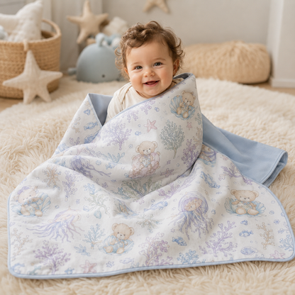 Ocean Dreams Reversible Baby Blanket