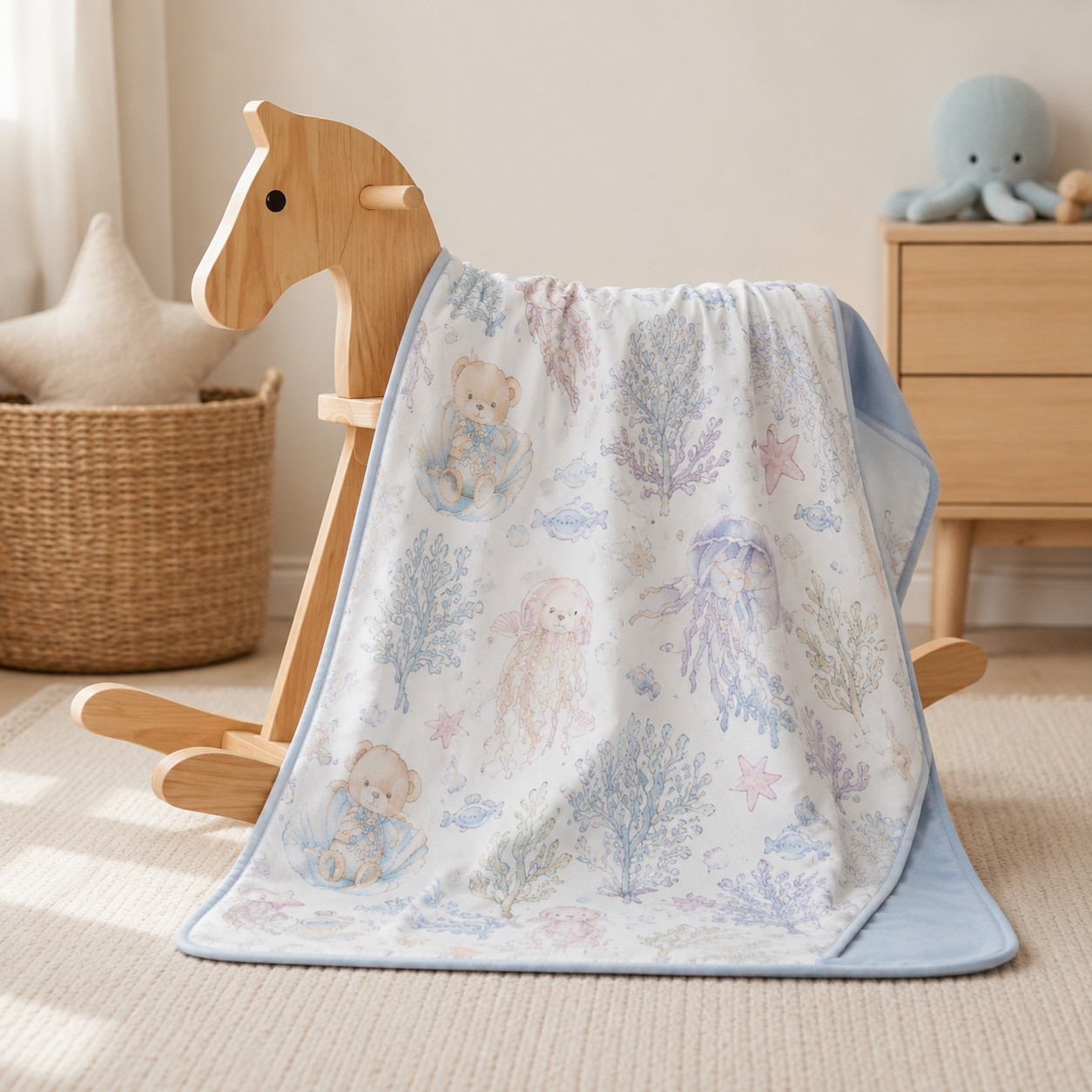 Ocean Dreams Reversible Baby Blanket