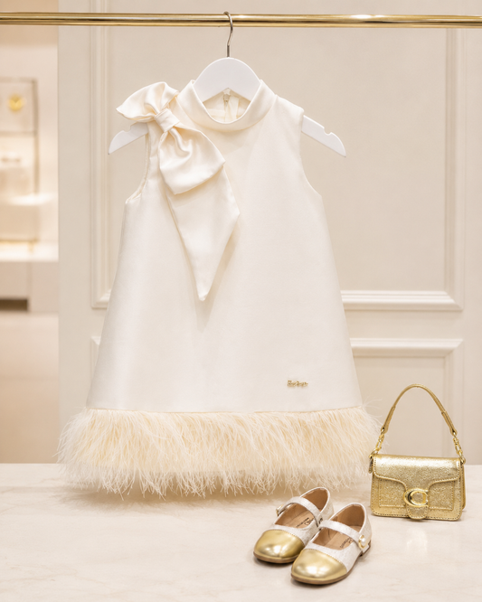 Ivory Elegance Bow Dress