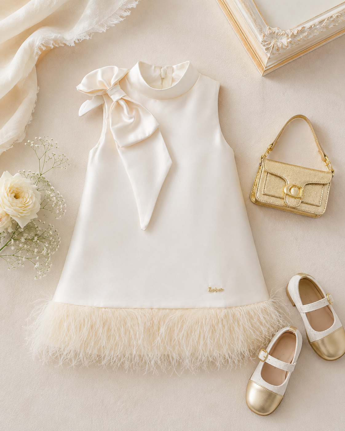 Ivory Elegance Bow Dress