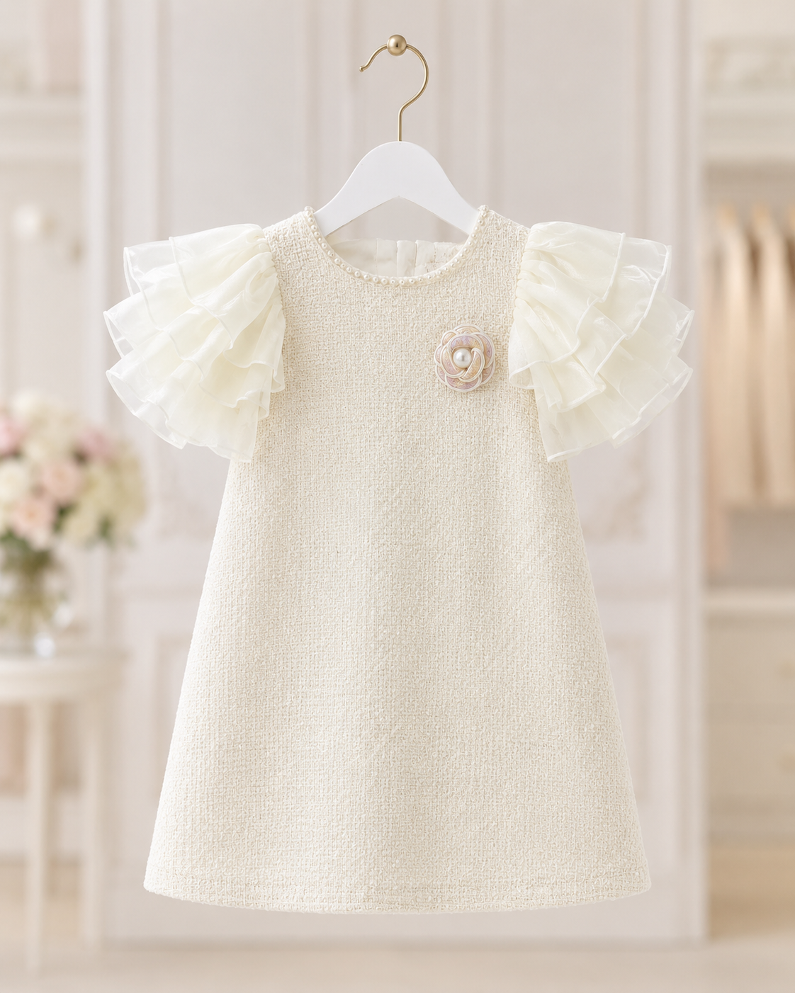 Pearl Blossom Tweed Dress