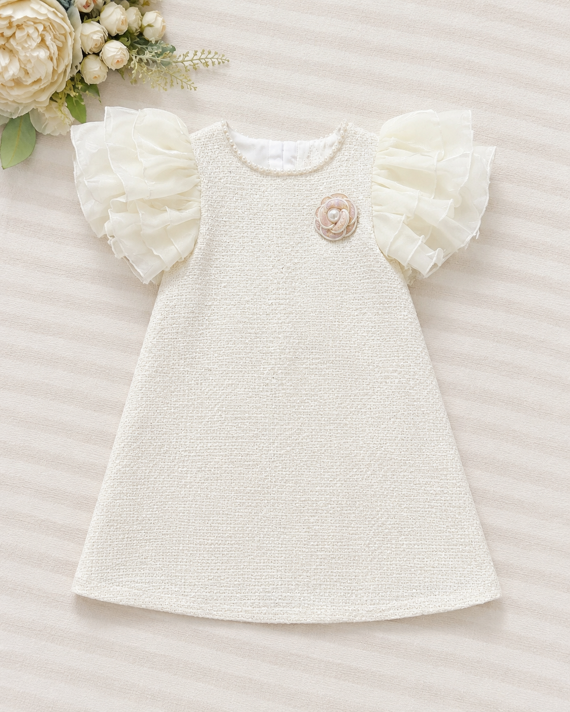 Pearl Blossom Tweed Dress