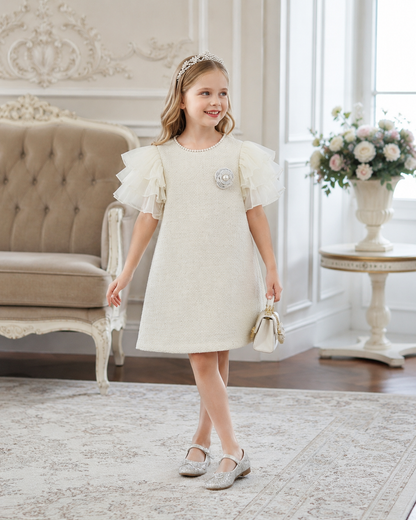 Pearl Blossom Tweed Dress