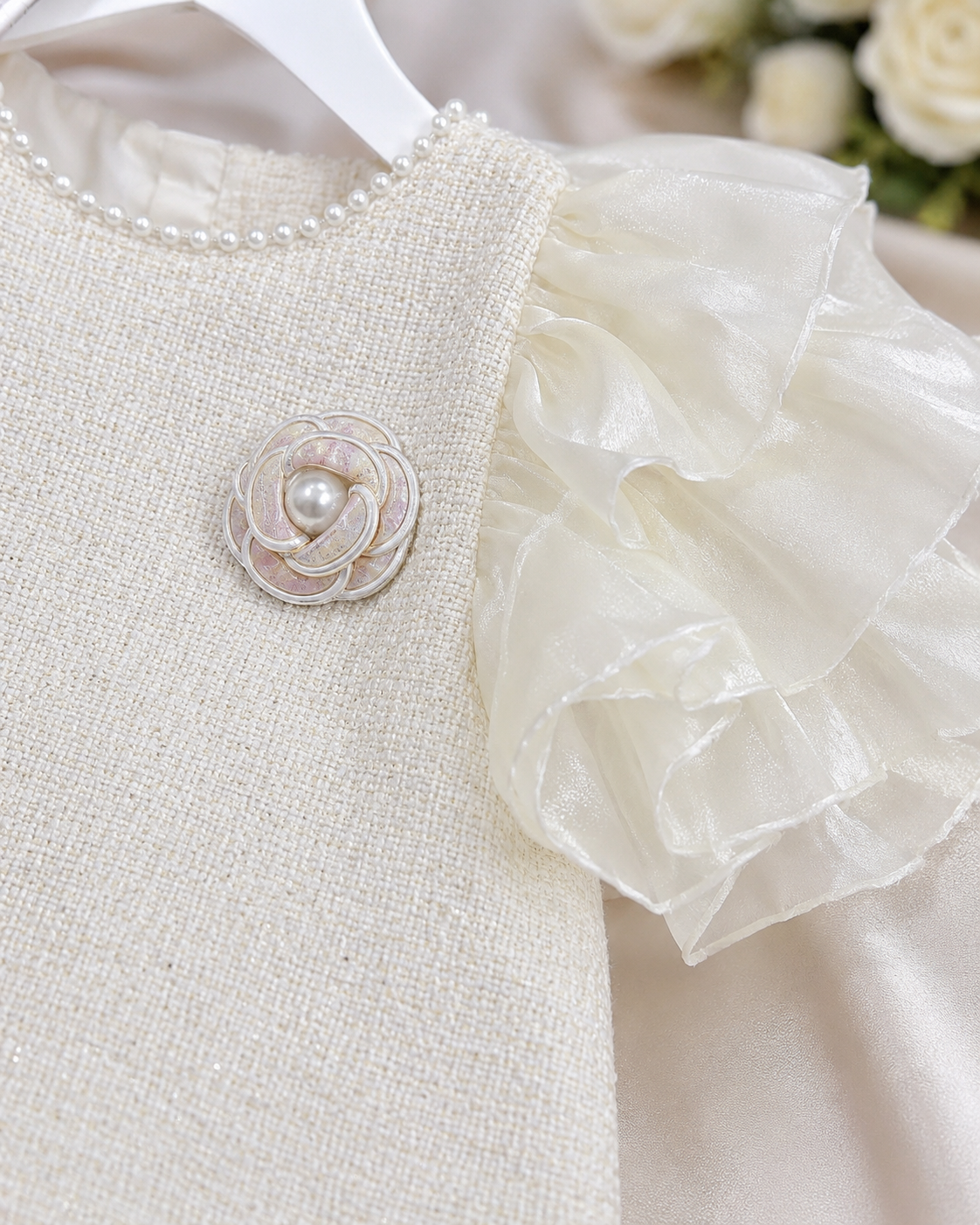 Pearl Blossom Tweed Dress