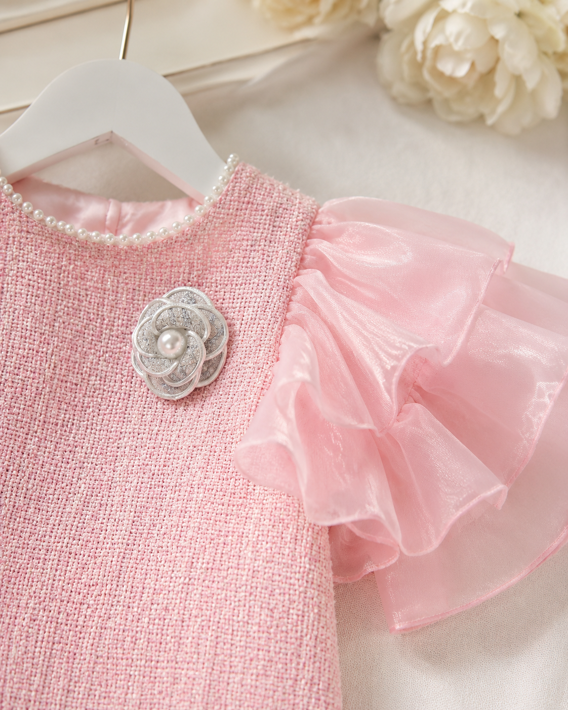 Pearl Blossom Tweed Dress