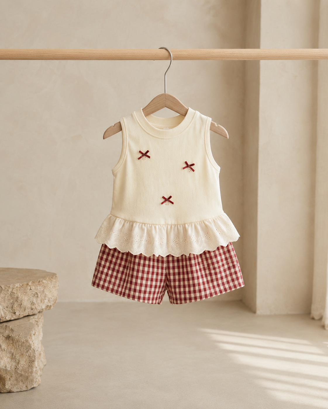 Cherry Bloom Bubble Shorts Set