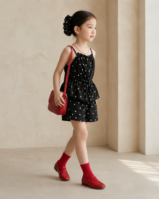 Polka Charm Co-Ord Set with Matching Headband