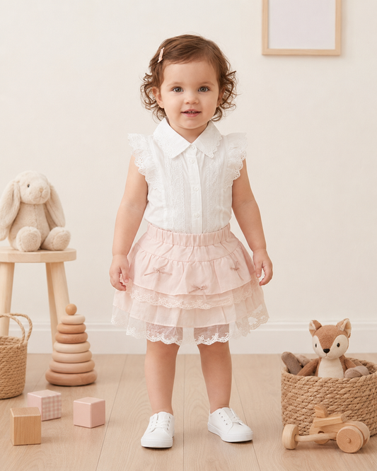 BabyVerse Lace Belle Tiered Skirt Set