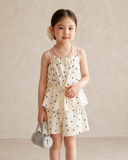 Polka Dot Linen Set - Ivory