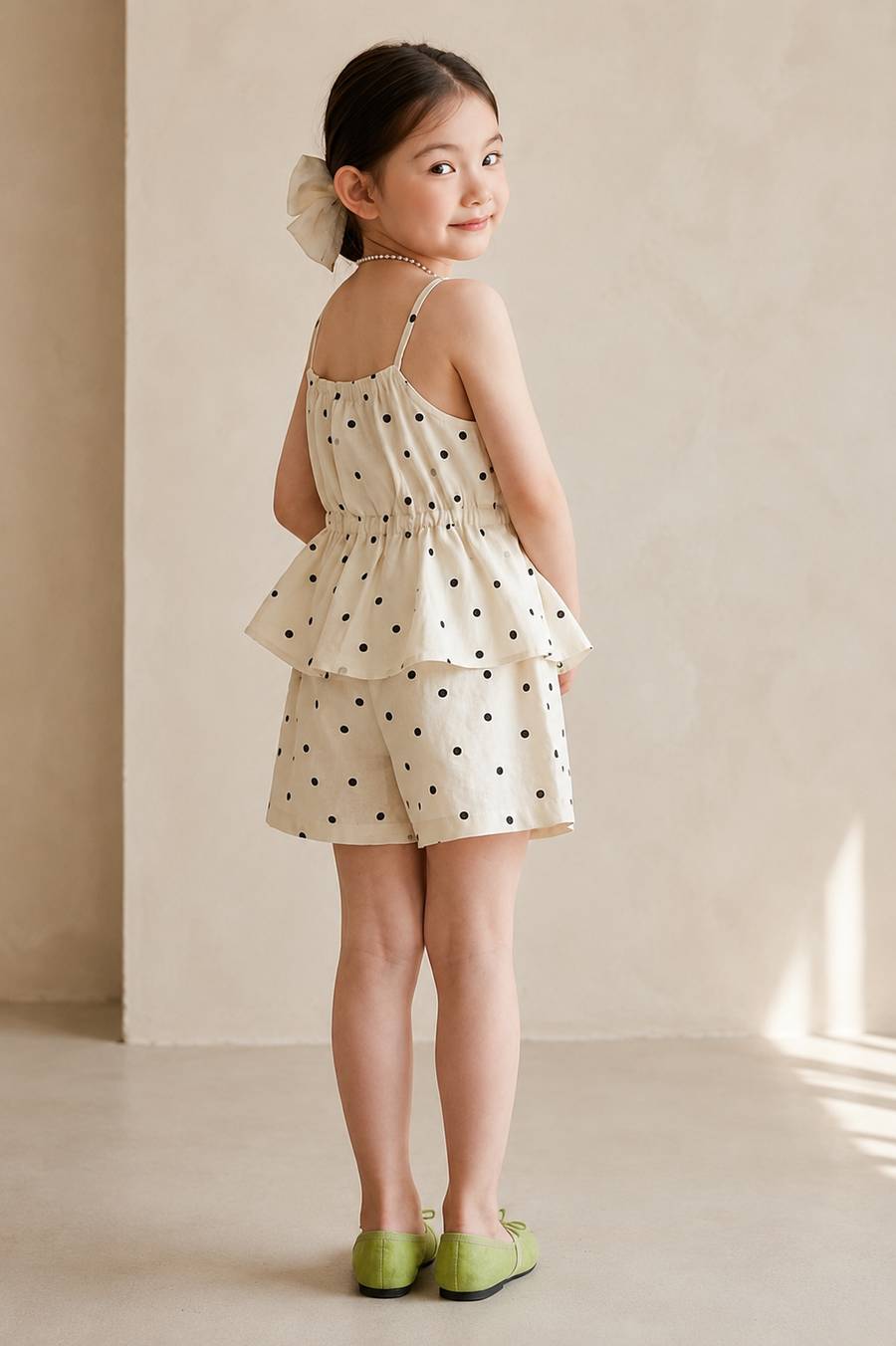Polka Dot Linen Set - Ivory