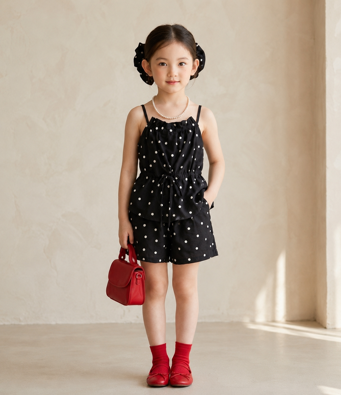 Polka Dot Linen Set - Black